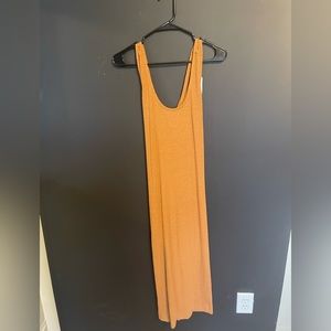 brown/orange maxi dress with cross back